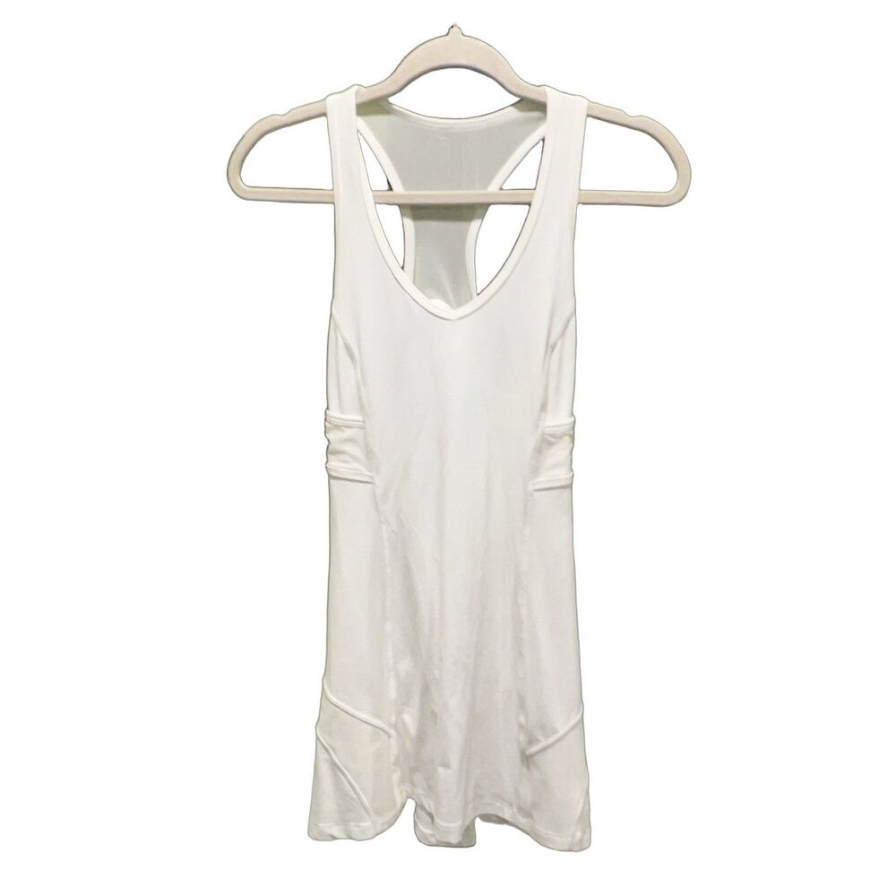 lululemon Women's V-Neck White Athletic Stretch Gym Yoga Sleeveless Dress 4-6
